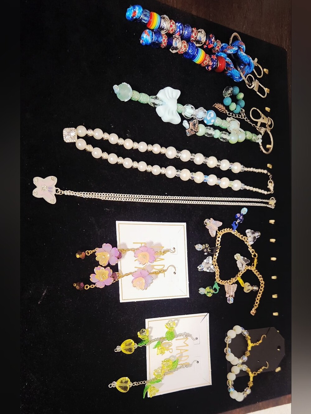 Mixed Costume Jewelry Set in Blue, Green, White, Pink & Gold Tones